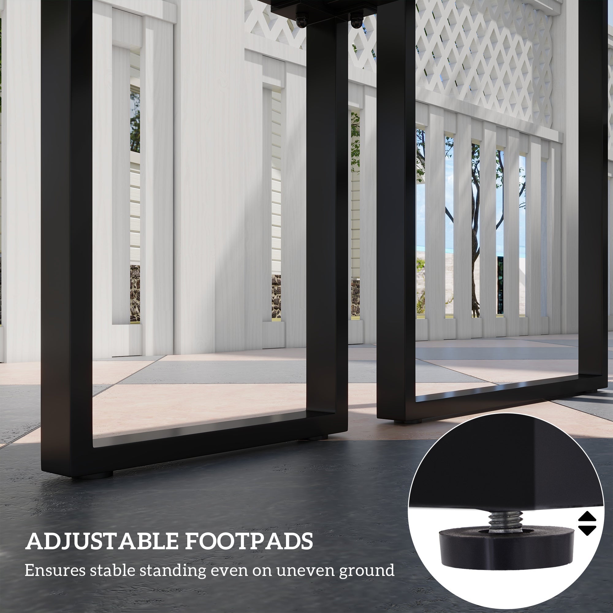 Outsunny 3-Piece Metal Outdoor Picnic Table Set, Durable Garden Patio Furniture with 2 Benches, Black