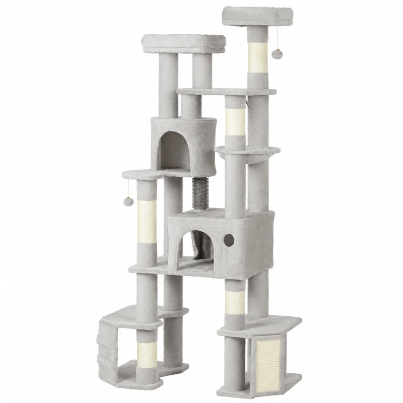 79" Tall Cat Tree for Large Cats with 2 Condos, 2 Beds, Hammock & 5 Scratching Posts