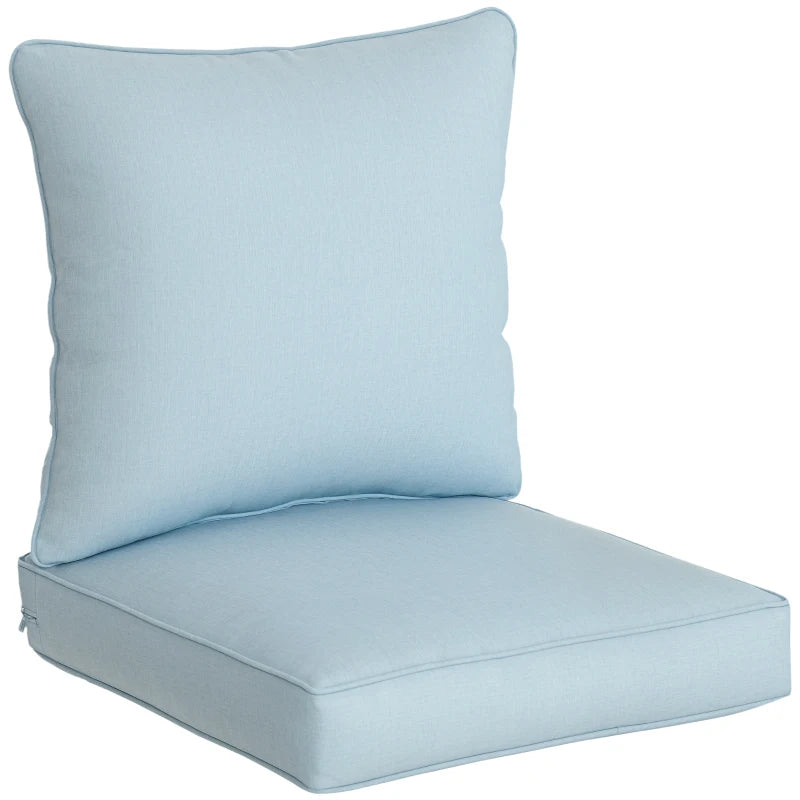 Patio Chair Cushions, Thick Deep Seat Outdoor Seat Cushion with Back Cushion, Light Blue
