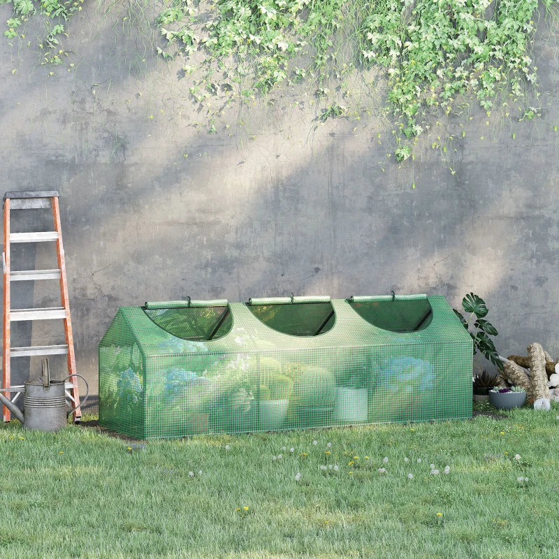Portable Mini Tunnel Greenhouse Garden Planting Warm House with 3 Windows, 71" x 24" x 24", Green