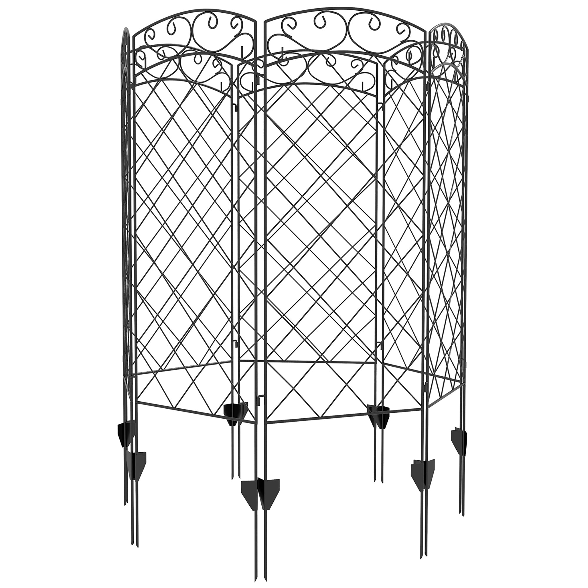 Outsunny 7 Pack Garden Fencing for Yard, Decorative Fence Panels as Animal Barrier and Flower Edging, Black