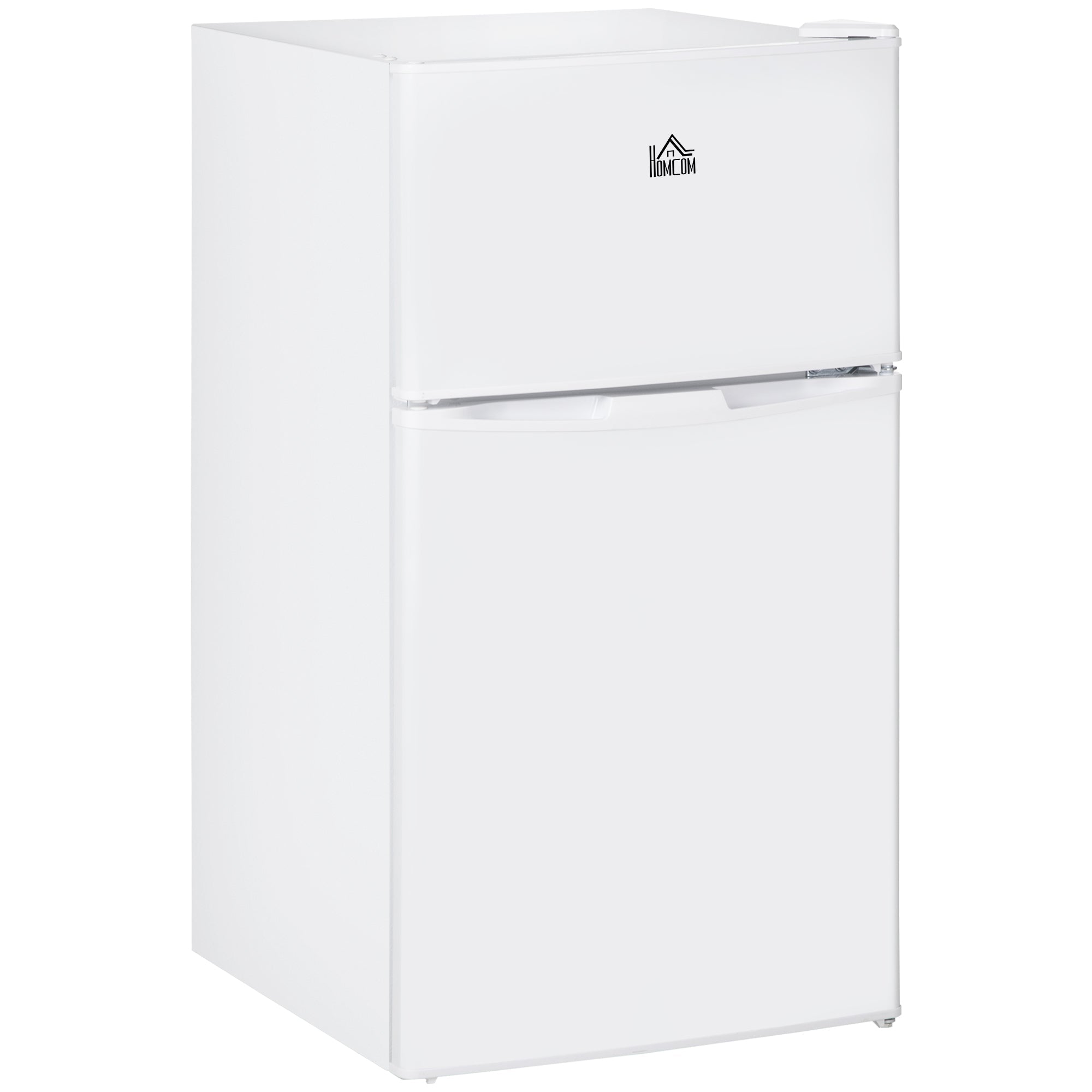 HOMCOM 3.2 Cu.Ft Double Door Mini Fridge Home Compact Refrigerator with Freezer, Adjustable Shelf, Mechanical Thermostat, White