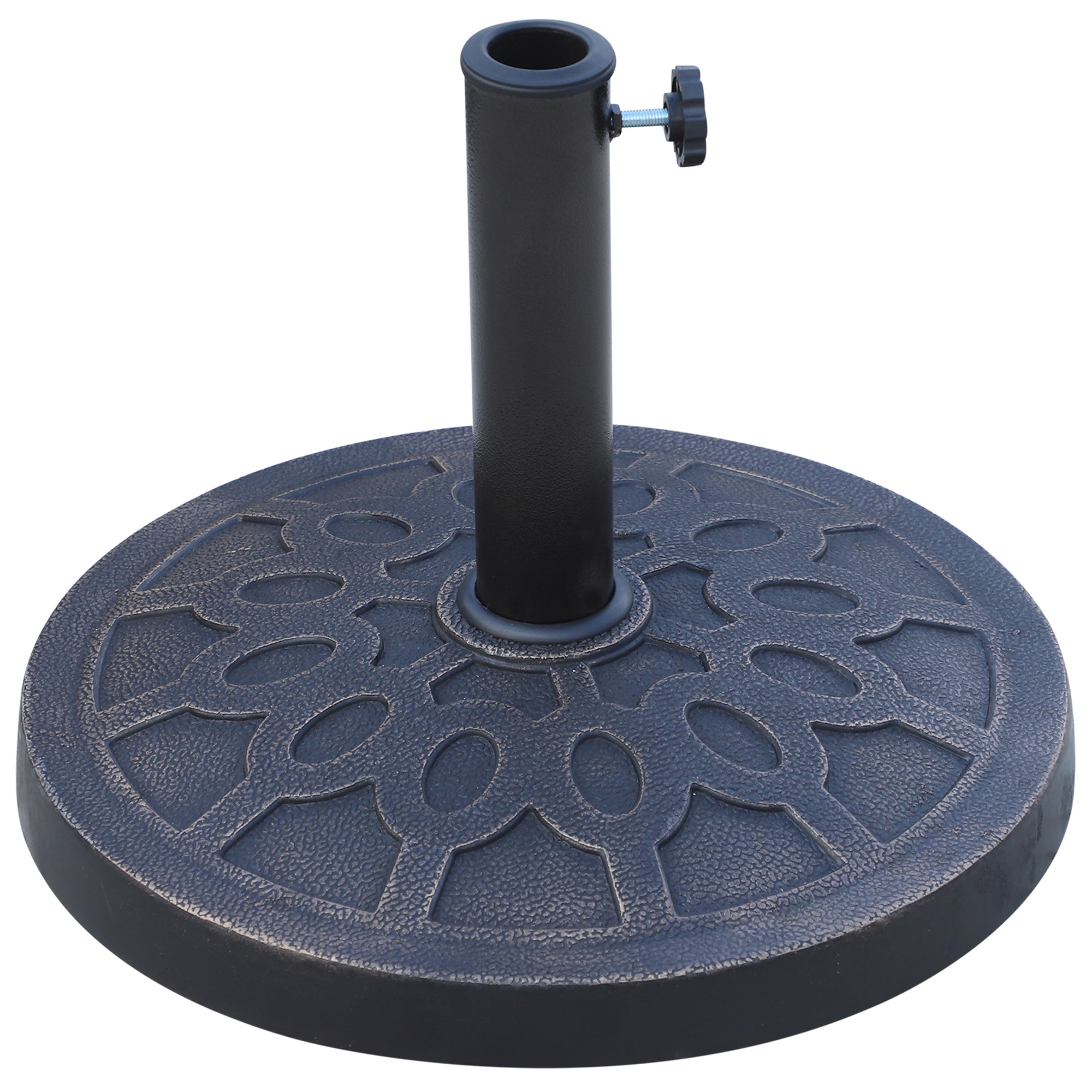Outsunny Patio Umbrella Stand Round Resin Base Market Garden Parasol Holder Bronze