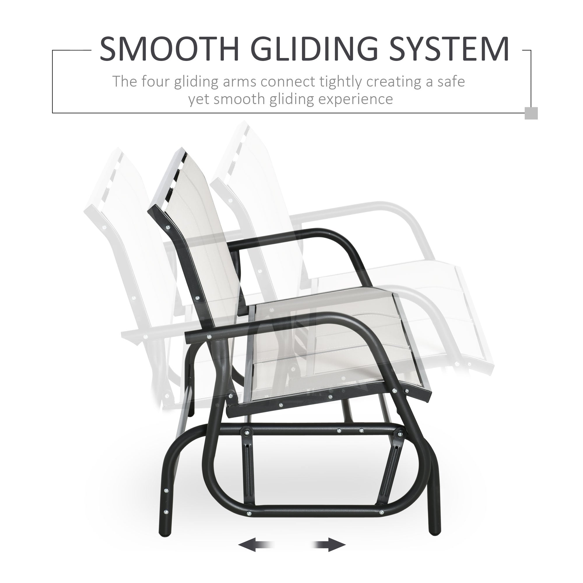 Outsunny 3-Seat Outdoor Glider Chair, Patio Rocking Chair, Steel Frame, Sling Fabric Seat for Garden, Backyard, Lawn, Cream