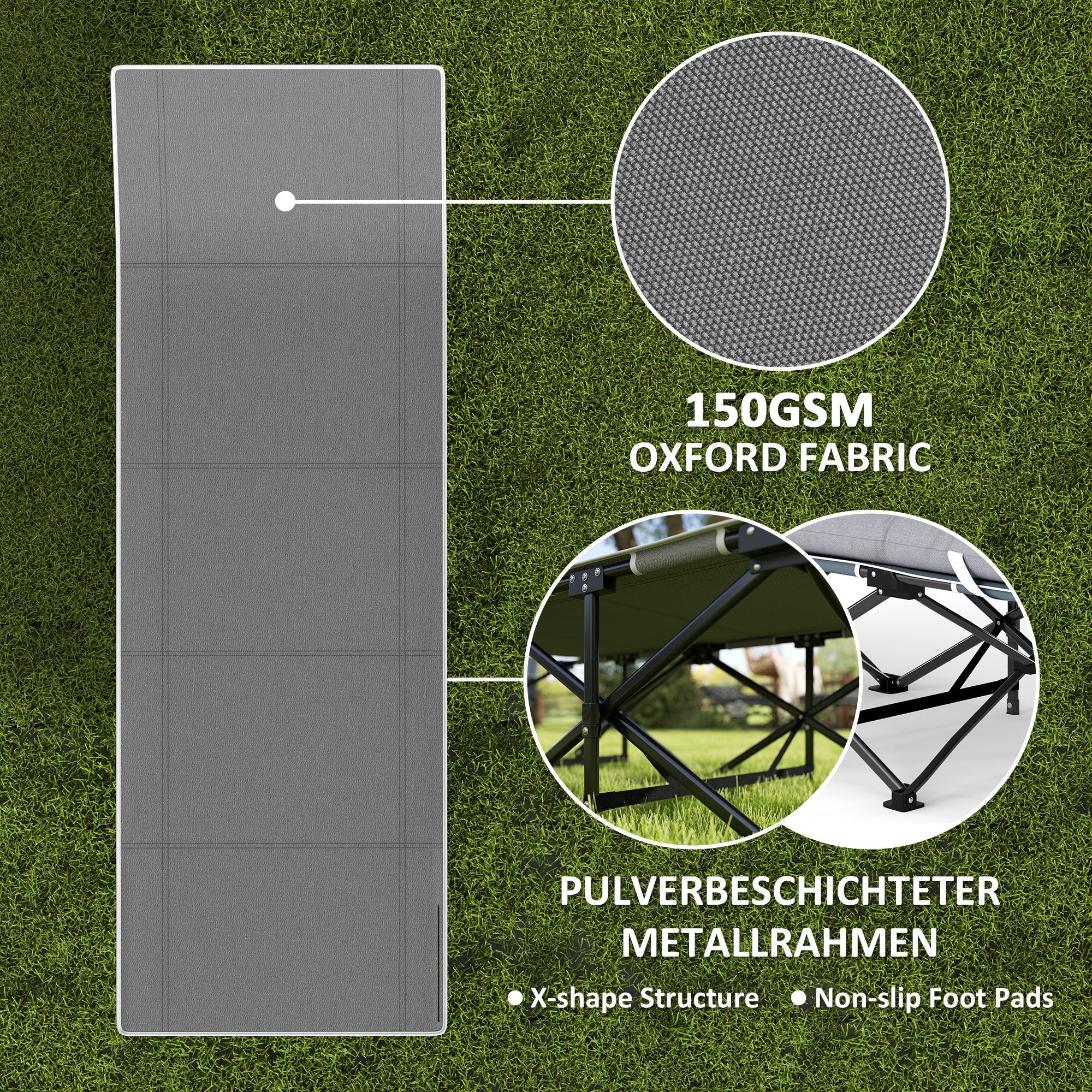 Outsunny 26.4" Wide Folding Bed, Camping Cot for Adults with Mattress, Storage Pocket, Carry Bag, Max Load 330 LBS, Black