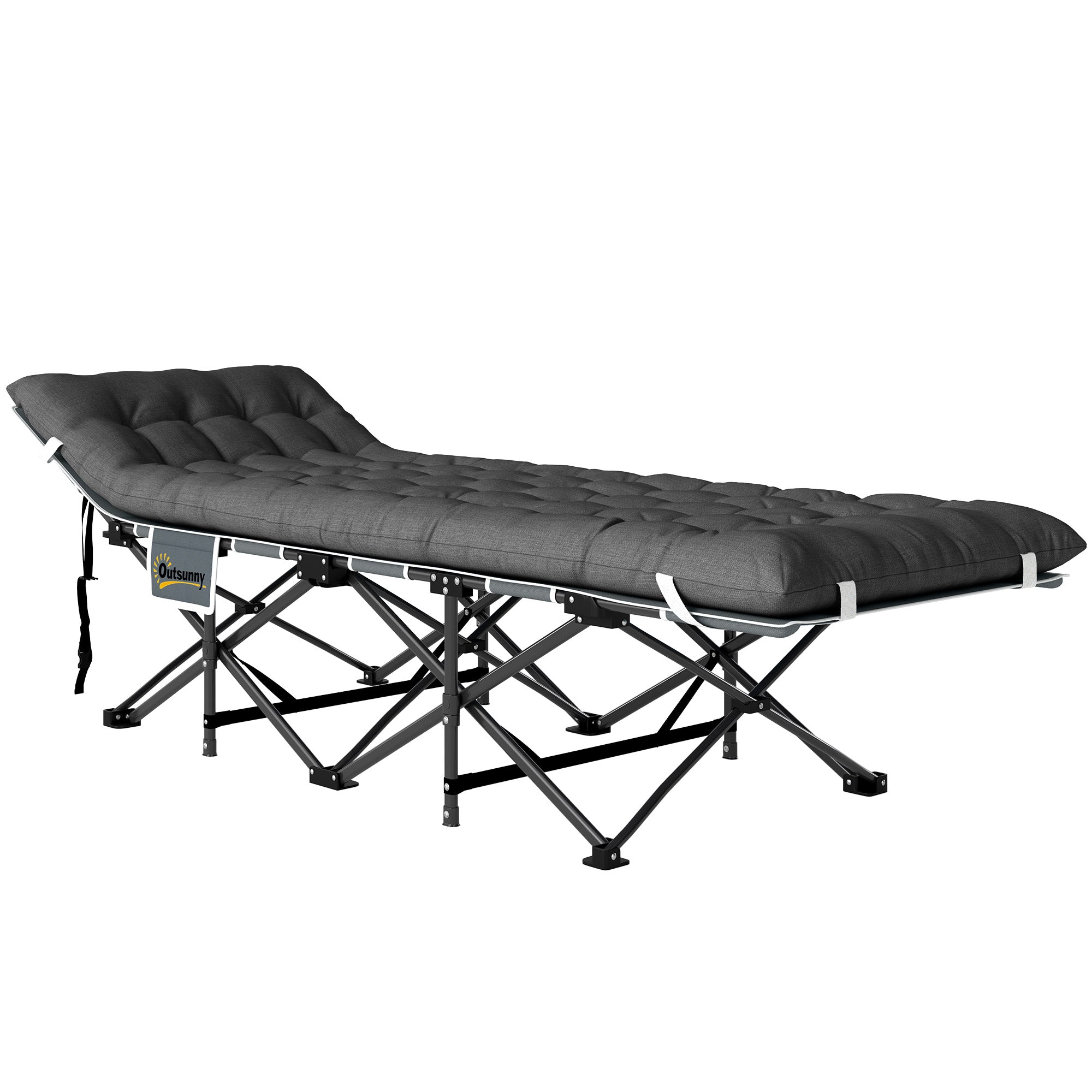 Outsunny 26.8" Wide Folding Bed, Camping Cot for Adults with Mattress, Carry Bag, Max Load 330 LBS, Dark Grey