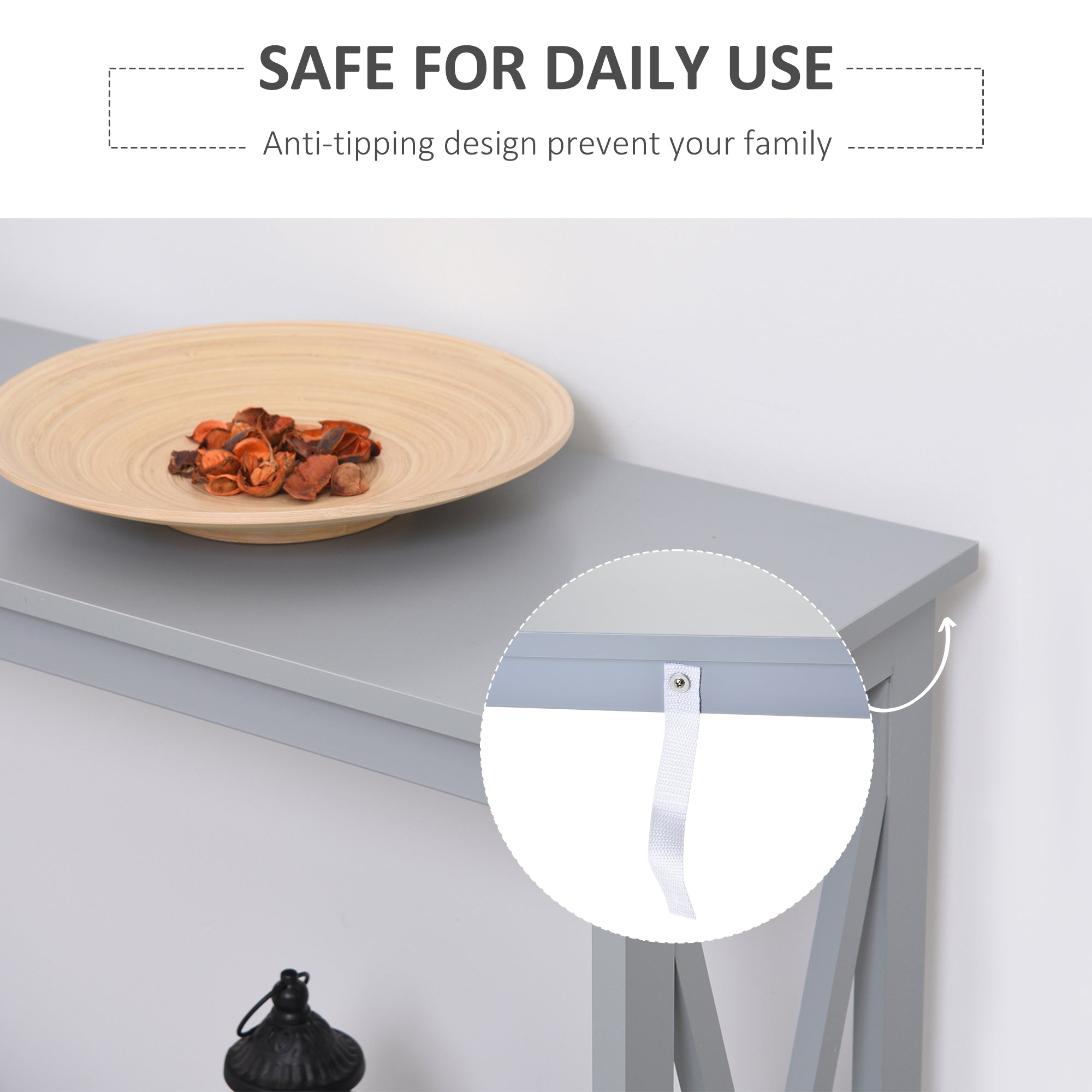 HOMCOM X-Design Console Table: Sofa Side Table with Storage Shelf for Living Room/Entryway, Grey