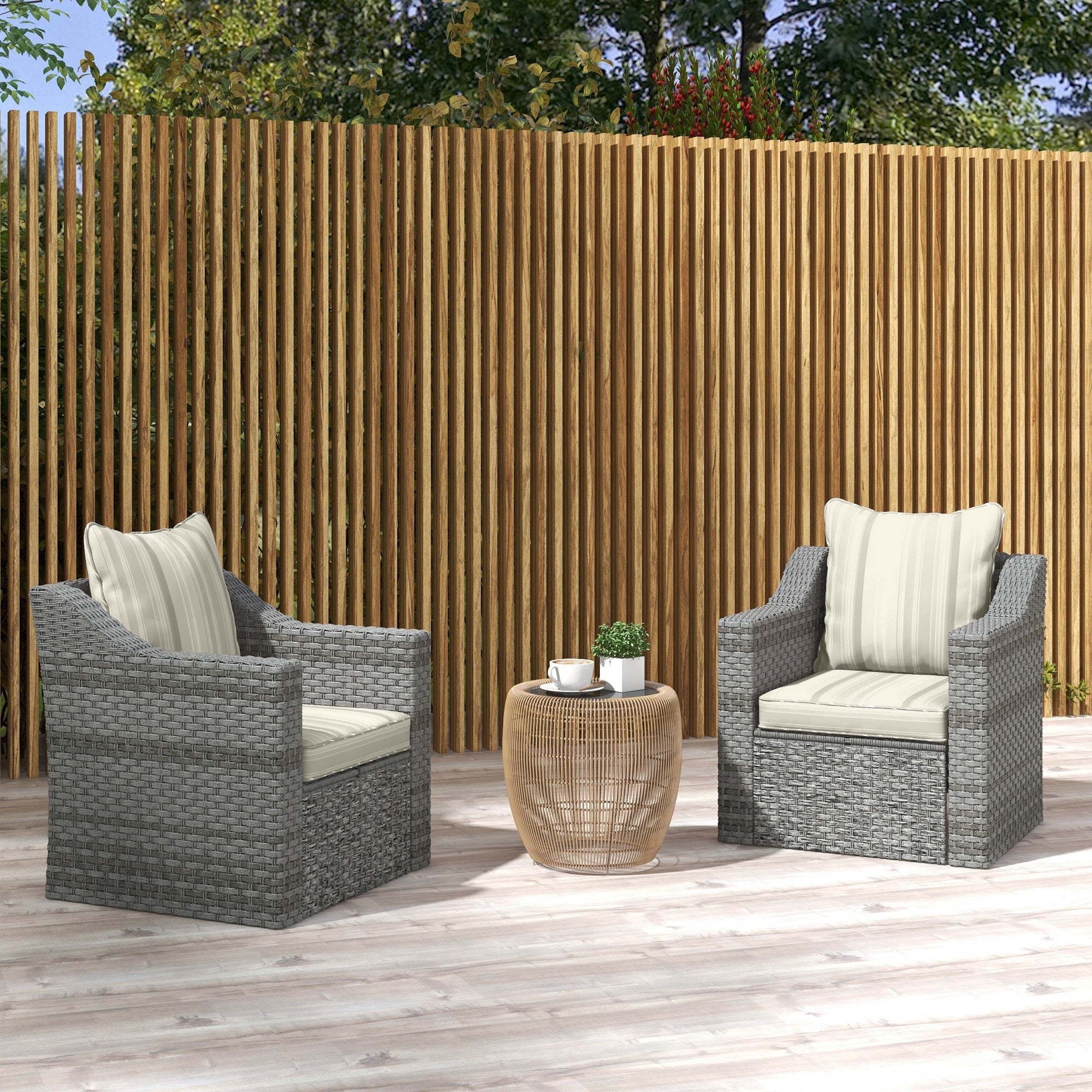 Outsunny Replacement Cushions 4-Piece Set for Patio Chairs Indoor Outdoor Seat and Back Pillows Grey