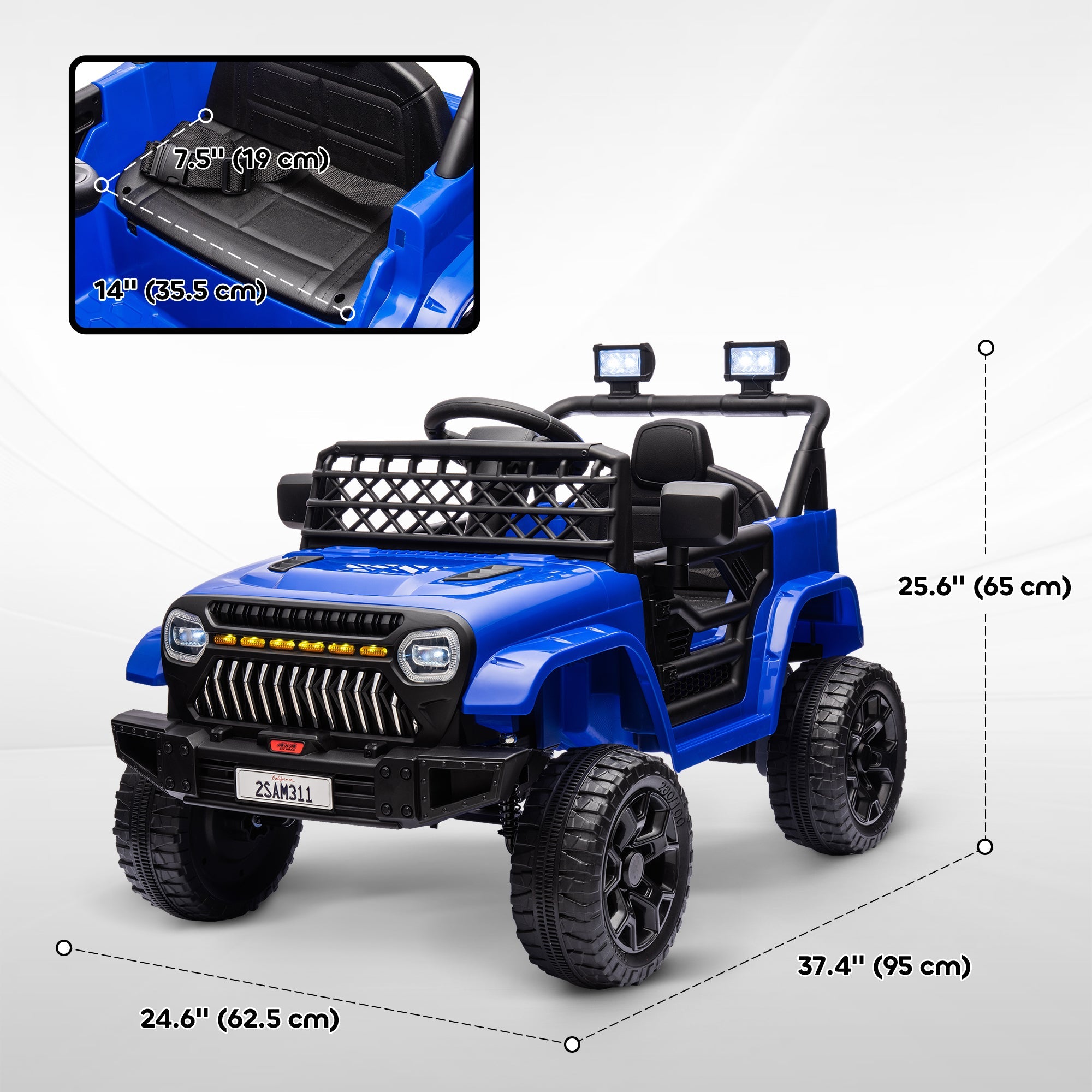 Qaba 12V Ride on Truck, Electric Car for Kids with Remote Control, Suspension, 3 Speeds, USB Music Headlights, Dark Blue