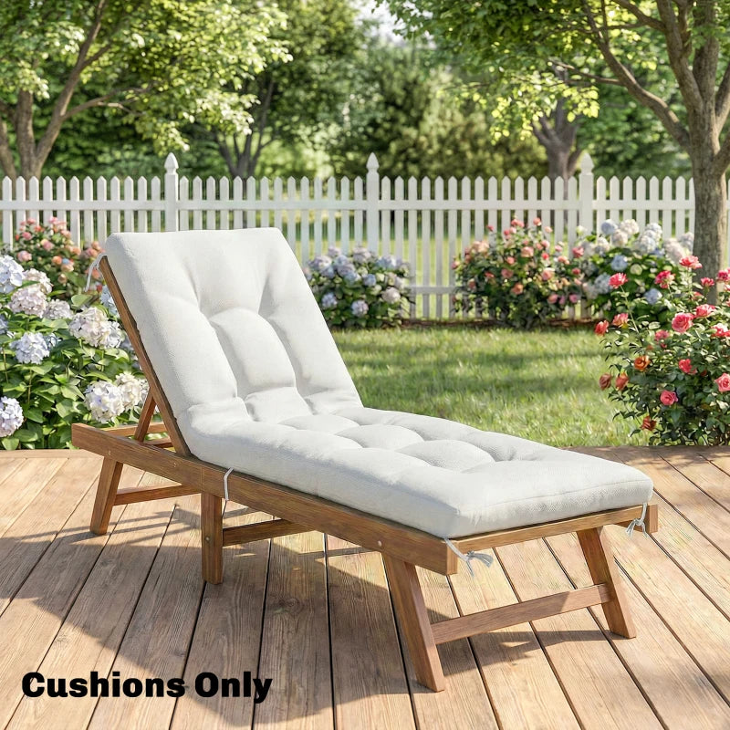 Patio Lounge Chair Cushion, UV50+ Chaise Lounge Chair Cushion with Securing Straps for Patio, 78 x 25.6 inch, Cream White