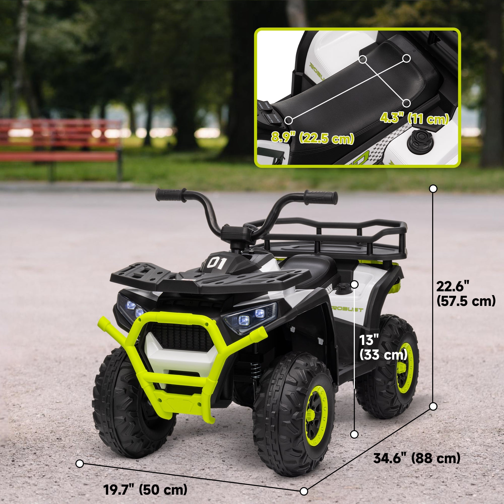 Qaba Kids ATV, 12V Battery Powered Electric Ride on Toy w/ Spring Suspension, Storage Basket, High & Low Speed, Green