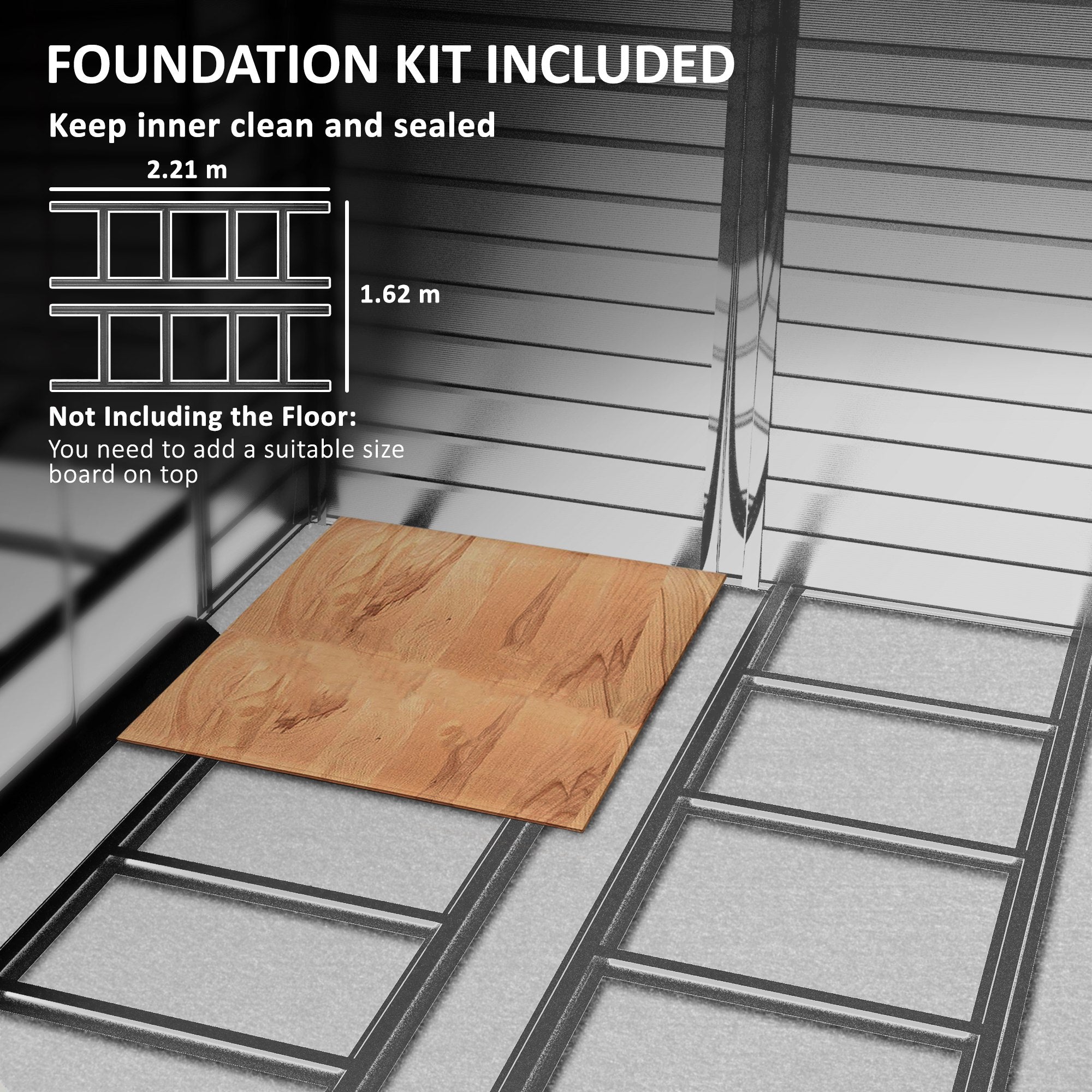 Outsunny Metal Outdoor Storage Shed 8x7ft Galvanized Steel Garden Tool Shed with Floor Frame Vents Waterproof Teak