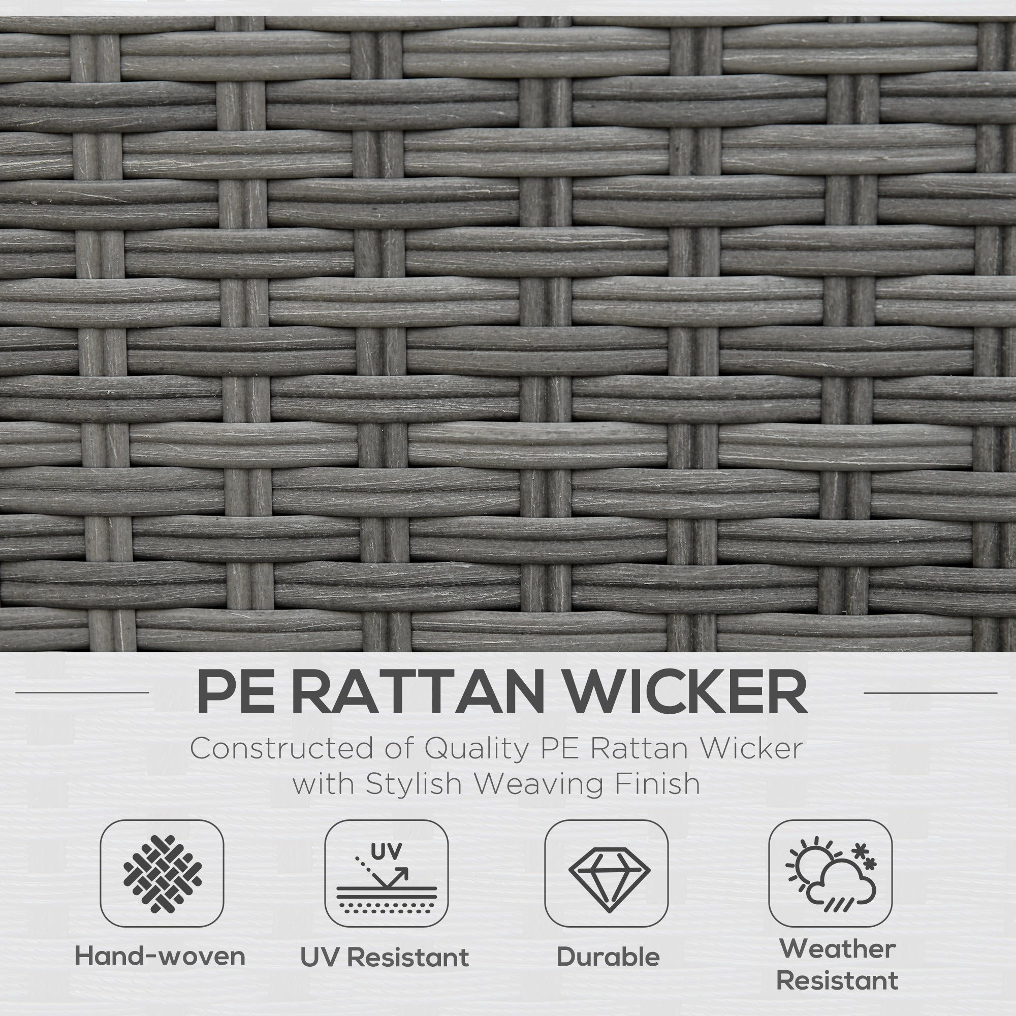 Outsunny 3-Piece Modern Outdoor Patio All-hand Woven Rattan Wicker Furniture Patio Coffee Table Sofa Set - Blue