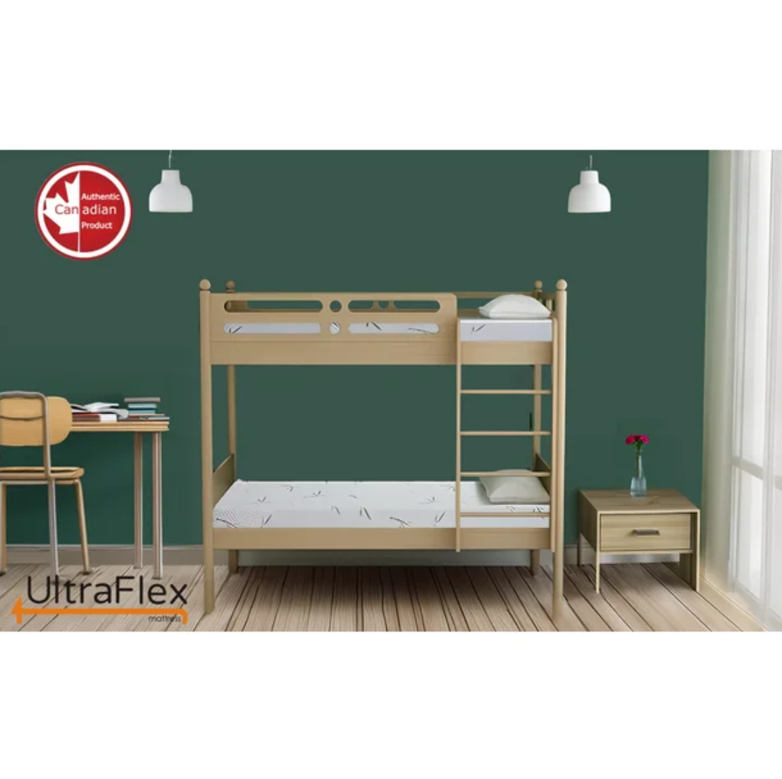 UltraFlex RestEasy- Reversible Gel-Infused Foam Mattress, Ideal for Bunk Beds, Trundle Beds, Caravans, RV, Bamboo Feel, CertiPUR-US® Certified, Medium Firmness, Conveniently Boxed (Made in Canada)