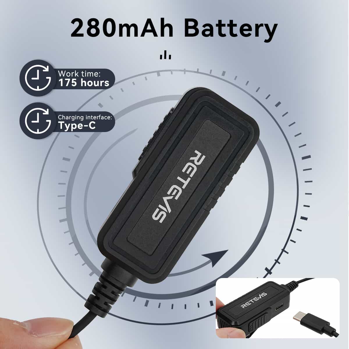 Retevis AI Noise-Canceling 2-Wire Covert Acoustic Tube Secret Service Earpiece - HD1 HD2 RT29