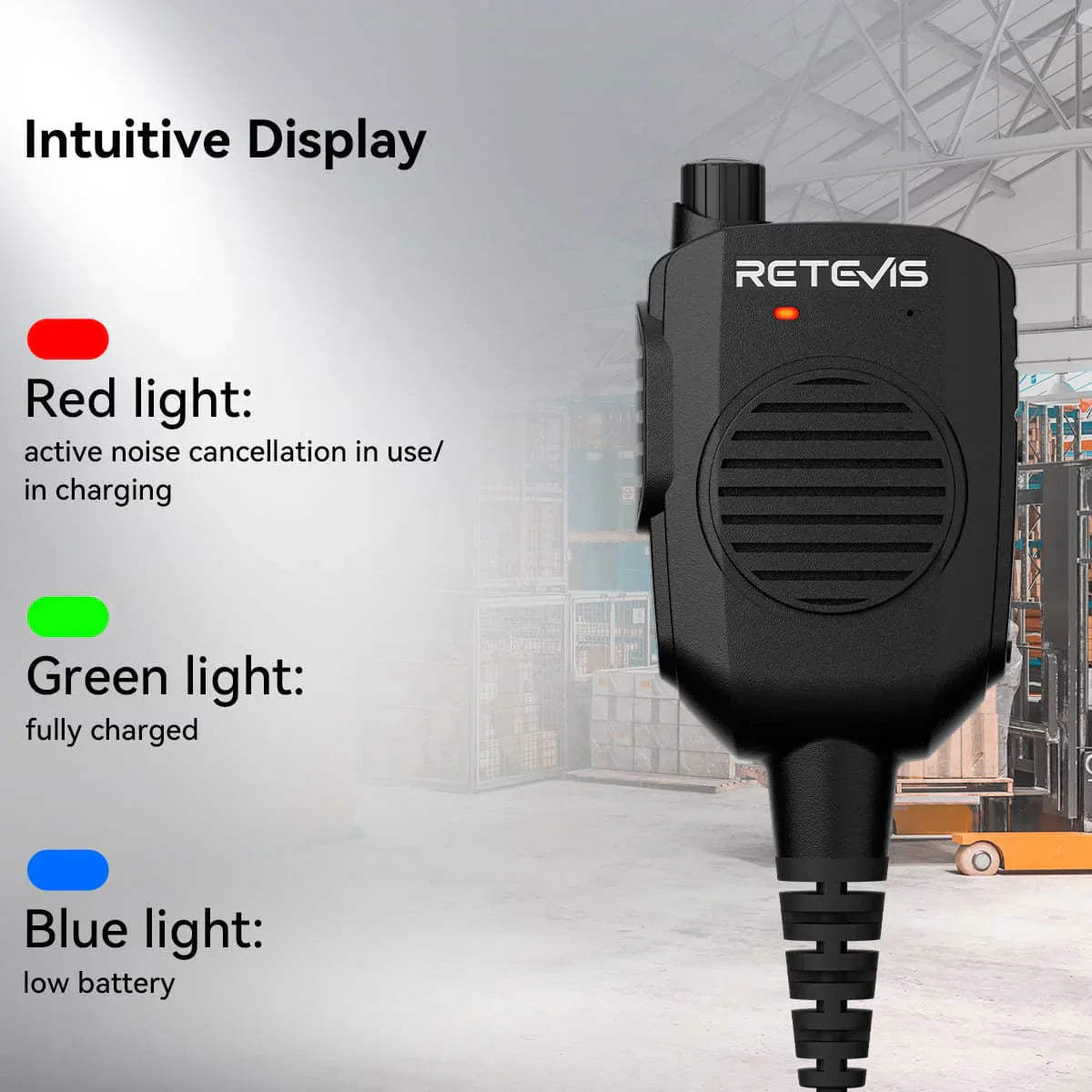 Retevis HK011 Amateur Ham Two-Way Radio Speaker Microphone With AI Noise Canceling Microphone 2 Pin K Plug