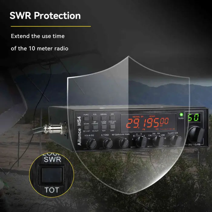Retevis HS4 (Quad 5 AT-5555) 10+ Meter Mobile CB Style Amateur Ham Radio - 2024 Version With CTCSS/DCS