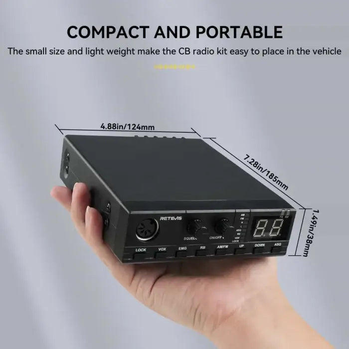 Retevis MB2 40 Channel AM/FM CB Radio Plug & Play With Cigarette Lighter Plug