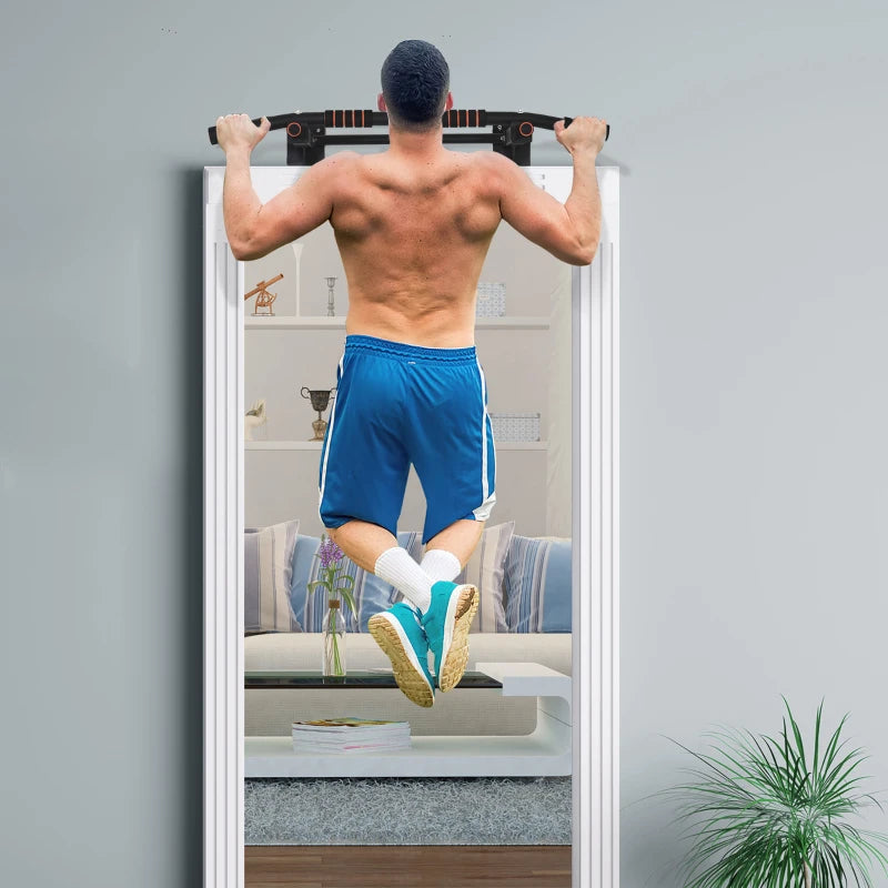 Soozier Pull Up Bar Wall Mount Chin Up Bar, Upper Body Strength Training Station with Non-Slip Foam for Home Gym, Black