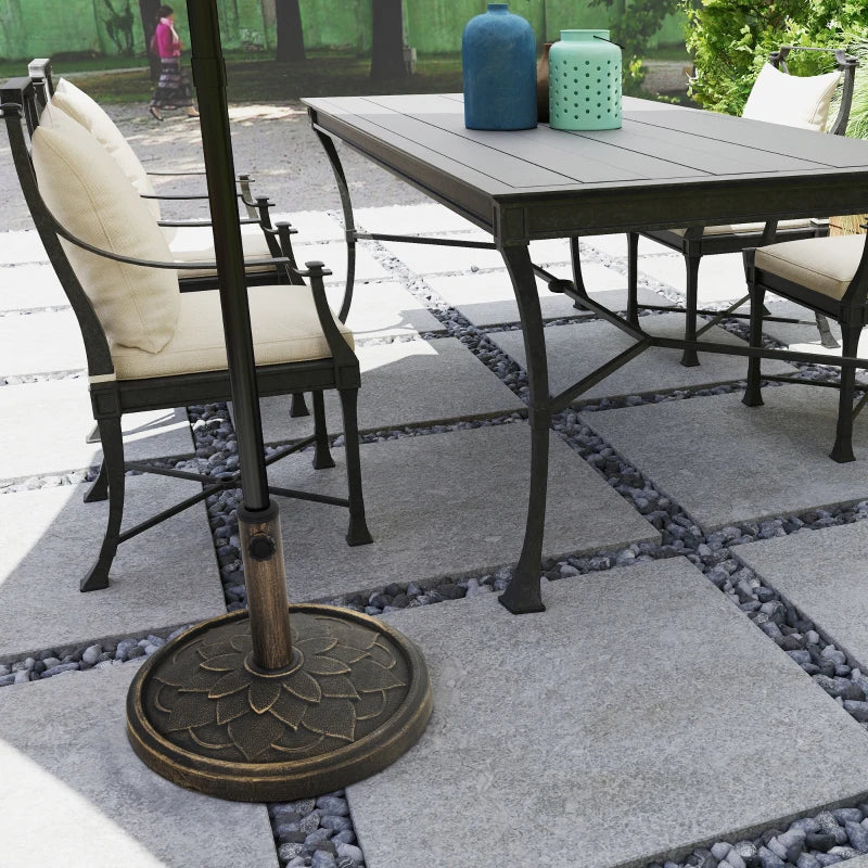 Round Patio Umbrella Base, 26 lbs Resin Umbrella Stand Base, Heavy Duty Patio Umbrella Holder, Bronze