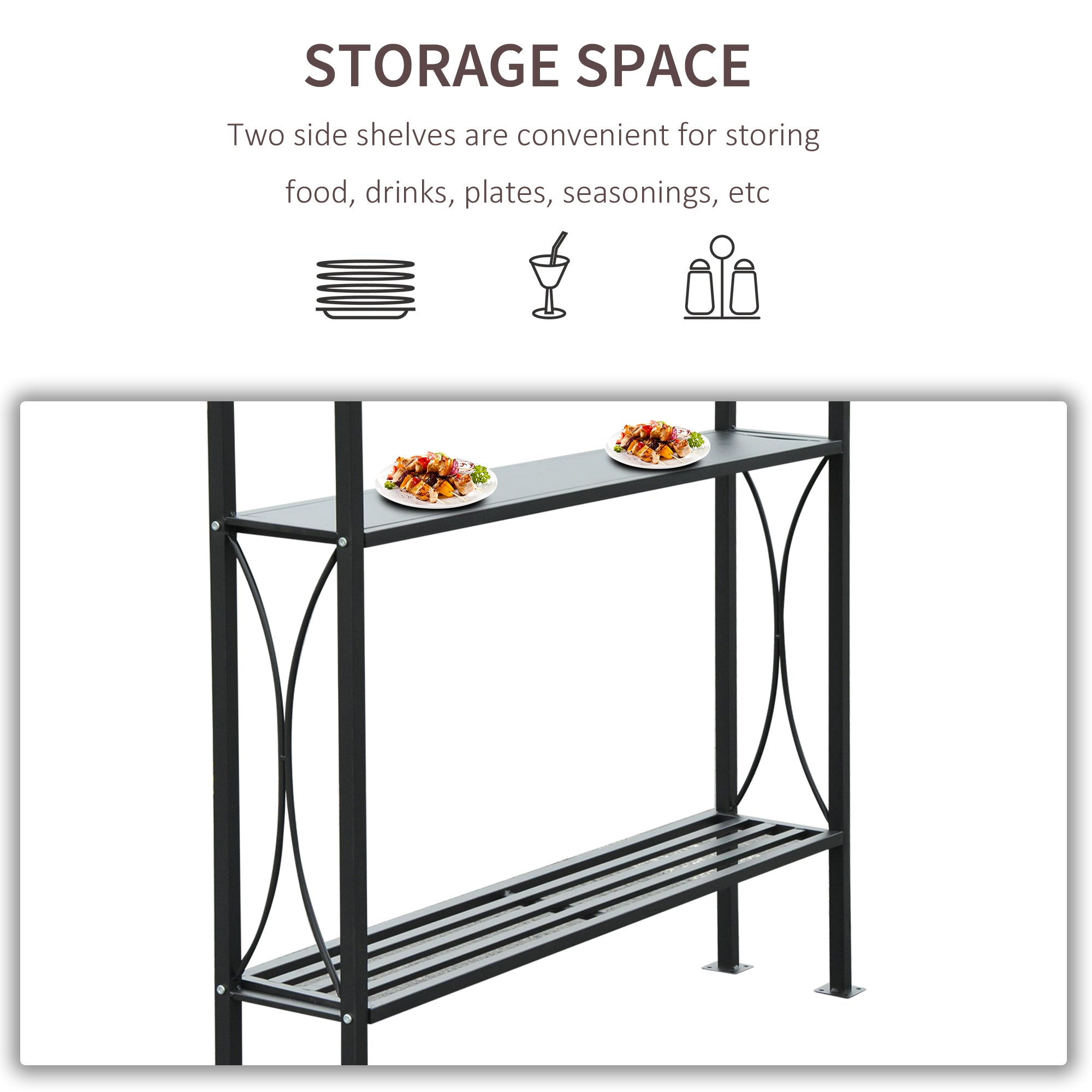 Outsunny BBQ Gazebo Tent 8x5ft Outdoor Grill Canopy Garden Sun Shade with Shelf