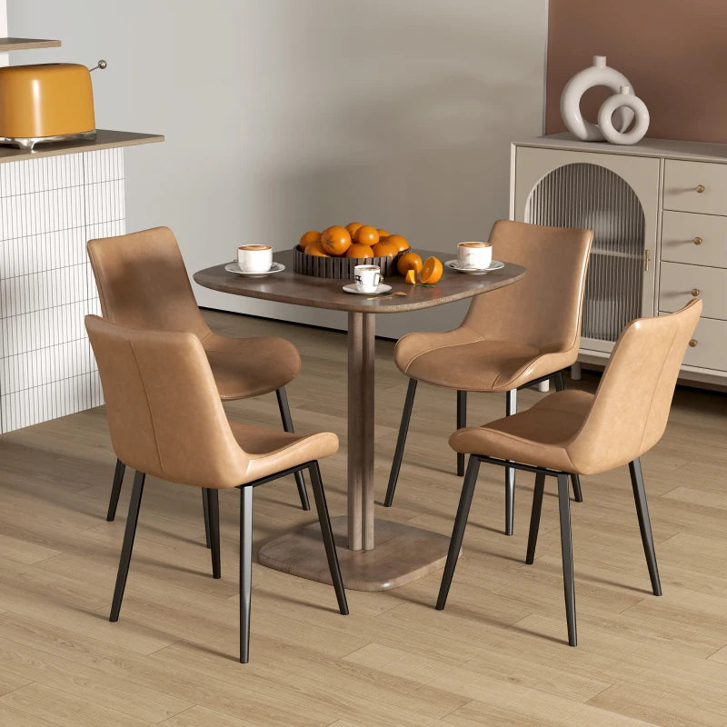 Dining Table for 4 People - Modern Kitchen Table with Wood-Effect Top, 27.6" x 27.6", Dark Brown
