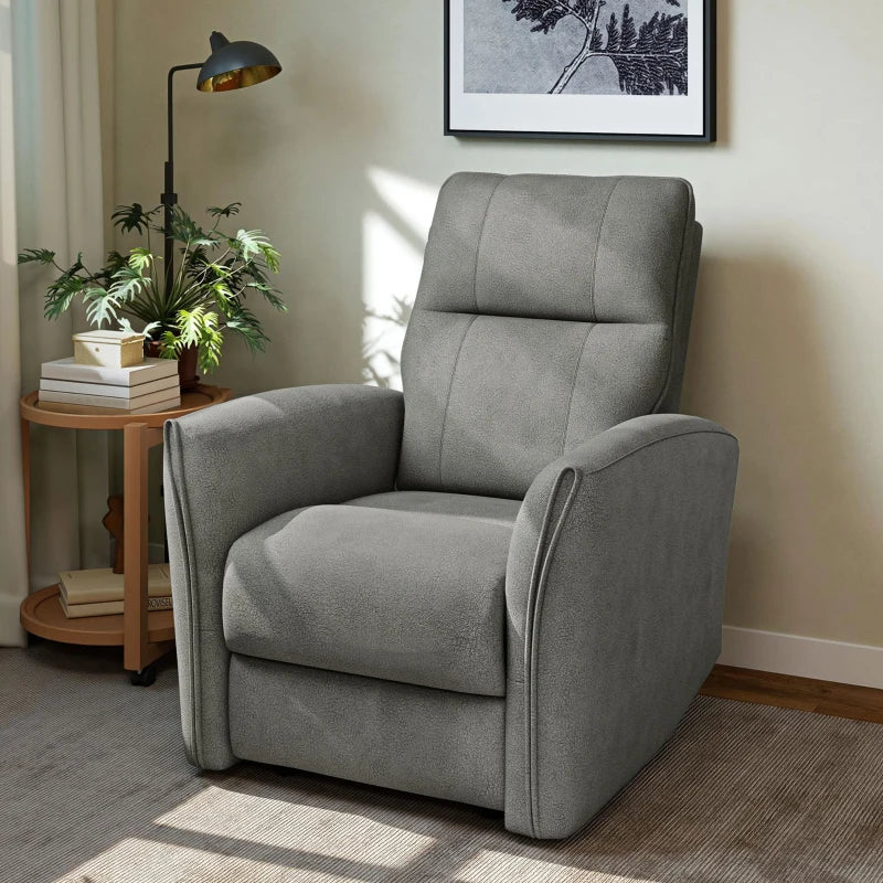 Power Recliner Chair, Fabric Upholstered Recliner Chair with USB Ports, Footrest, Grey
