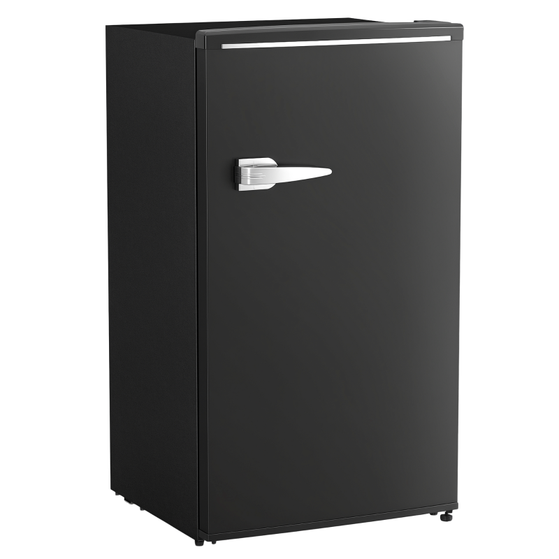 Retro Mini Fridge, 3.1 Cu. Ft Single Door Compact Refrigerator with Adjustable Thermostat, 2 Glass Shelves, Black