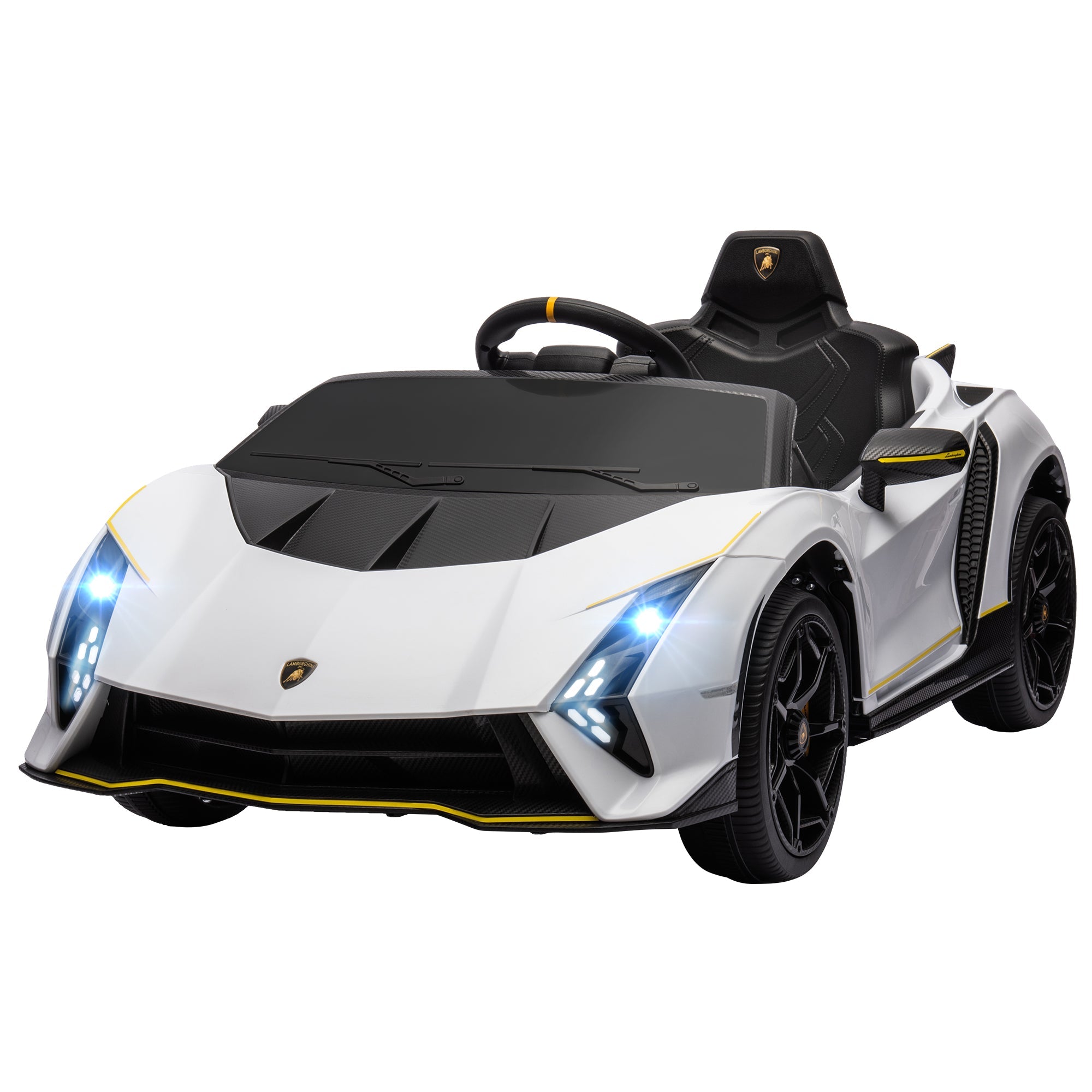 Qaba 12V Lamborghini Autentica Licensed Kids Car with Remote Control, 4 Wheels Spring Suspension, Soft Start, White