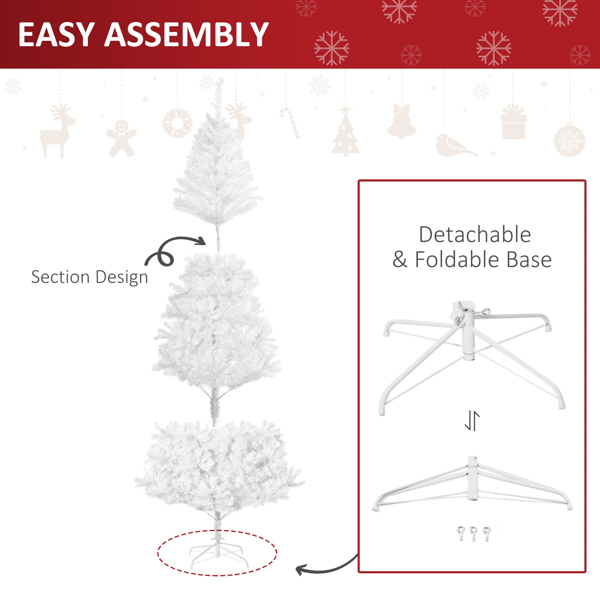 HOMCOM 7ft White Christmas Tree with Stand, Holiday Decoration - Create a Festive Atmosphere