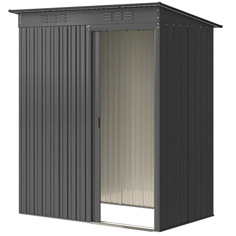 5.2' x 3.5' Outdoor Storage Shed, Easy to Assemble Metal Garden Shed, for Backyard, Lawn, Patio, Dark Grey