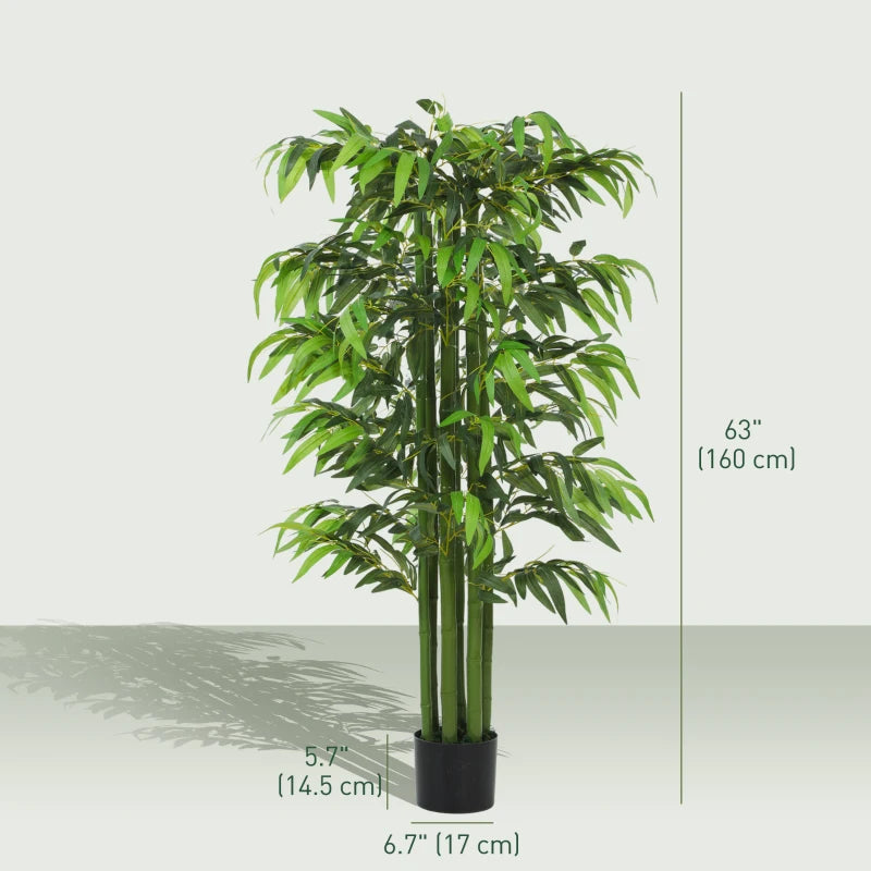 5.3ft Artificial Tree Set of 2, Indoor Fake Bamboo with Pot, for Home, Office, and Living Room Decor