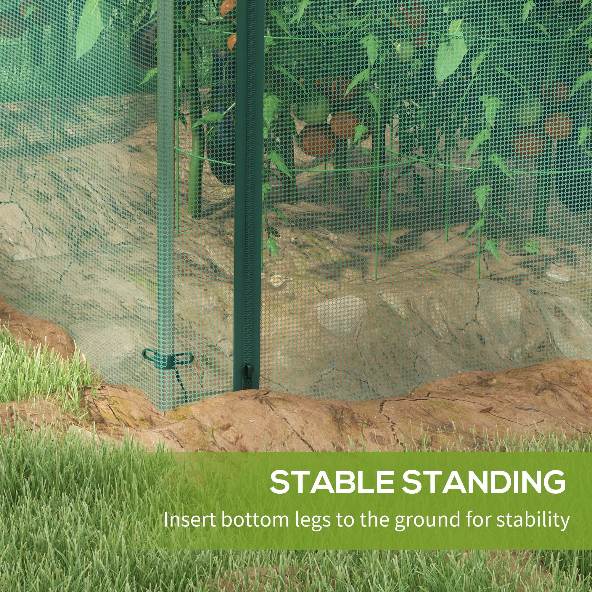 Outsunny Plant Protection Tent Galvanized Steel Crop Cage with Zippered Door 8'x4' Green for Outdoor Gardening