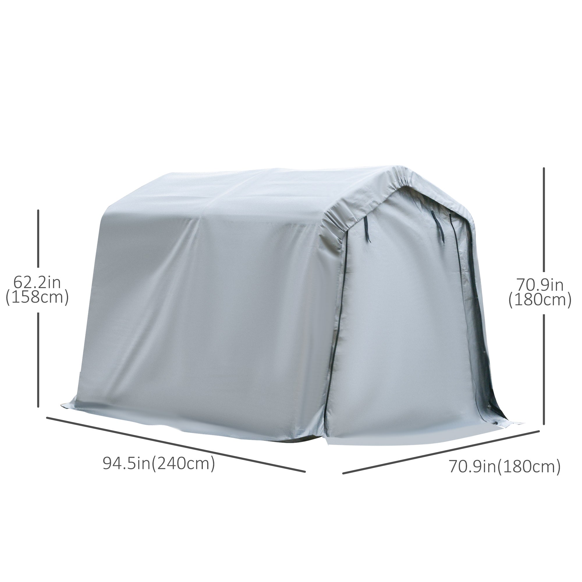 Outsunny Outdoor Storage Shelter 8'x6' Heavy Duty Carport Shed with Rollup Zipper Door for Motorcycle Garden Grey
