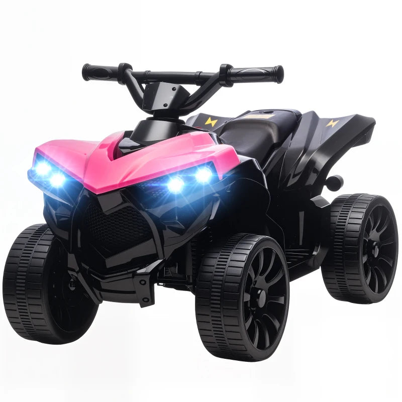 Qaba 6V Kids ATV, 4 Wheeler Electric Ride on Car with Music and LED Headlights, for Ages 37-72 Months Boys and Girls, Pink