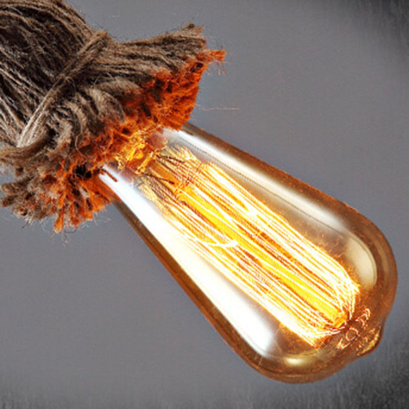 Industrial hanging hemp rope Pendant lighting ~1235ย