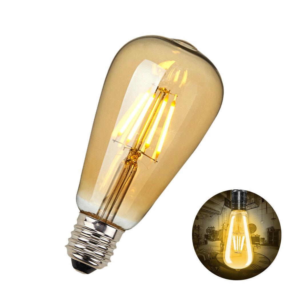 ST64 8W LED Edison Bulb Warm White Dimmable E26 Vintage LED Filament Light Bulb~1045