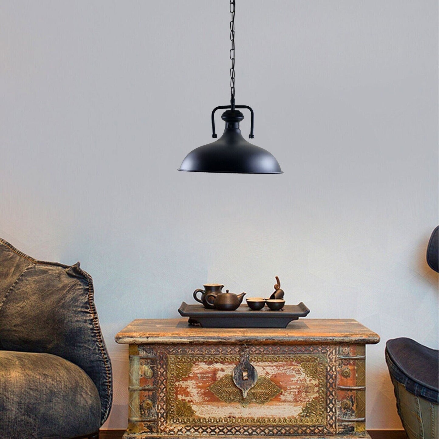 Single-Head Black Barn Shape Ceiling Pendant Light ~ 1733