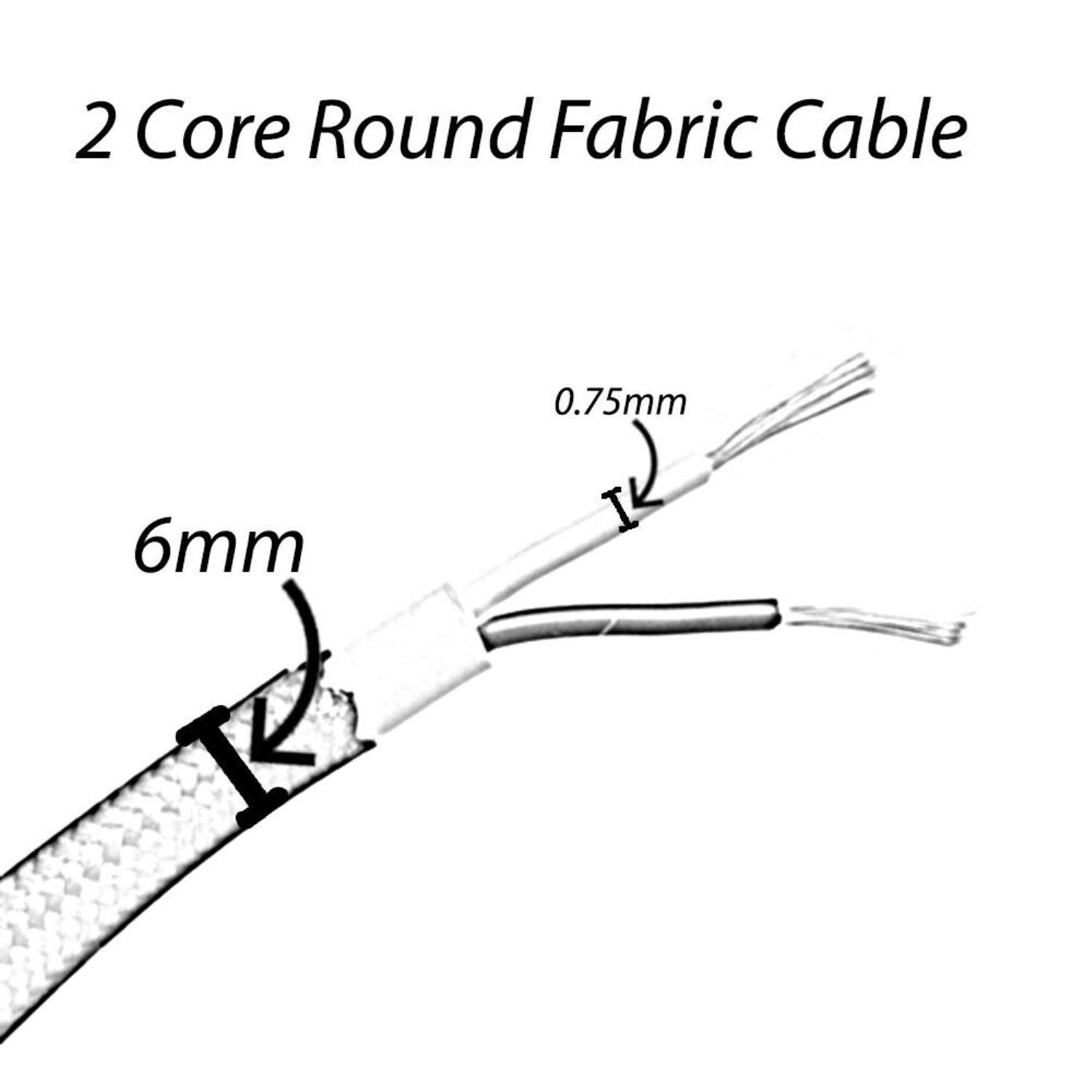 2-Core Electrical Round Cable with Grey Color fabric finish~1441