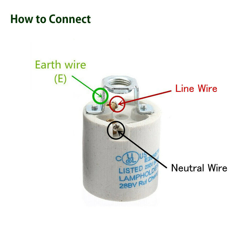 E26 Bulb Satin Nickel Socket Ceramics Lamp Holder ES Screw Bulb Lamp holder