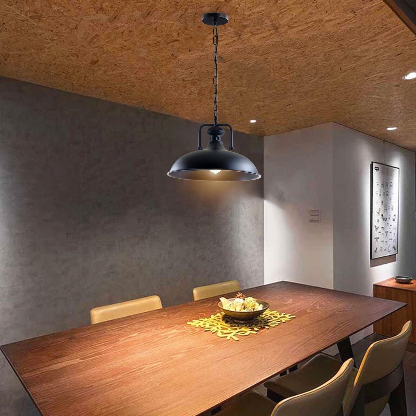 Single-Head Black Barn Shape Ceiling Pendant Light ~ 1733