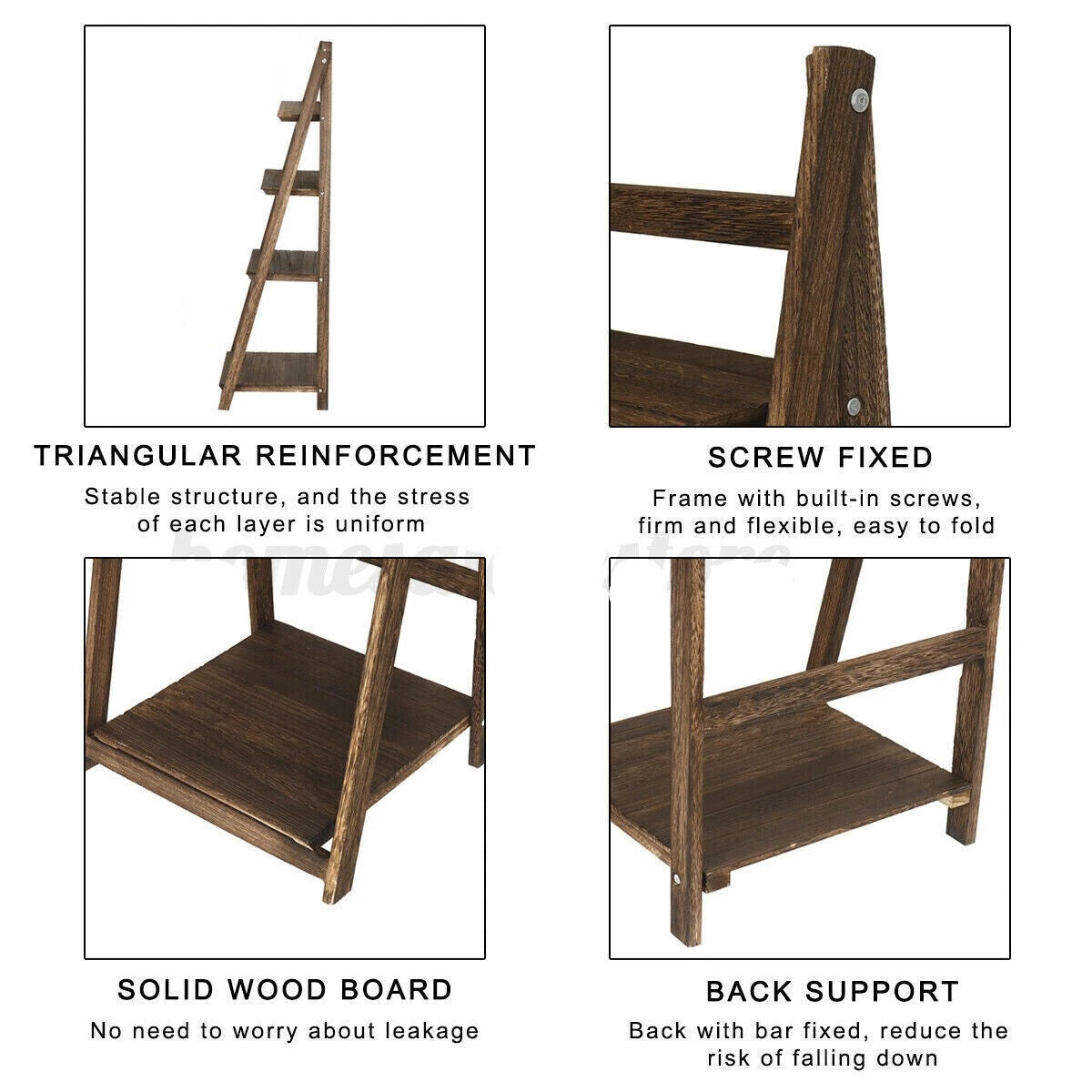 4-Tier Foldable Wooden Plant Stand, Indoor & Outdoor Flower Shelf Display Rack, Multi-Level Storage Organizer, Natural Wood Finish