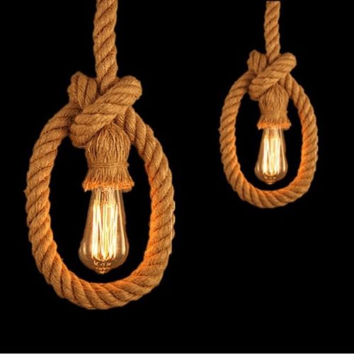 Industrial hanging hemp rope Pendant lighting ~1235ย