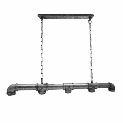 5-Head Water-Pipe Ceiling Light in Brushed Silver~ 1620
