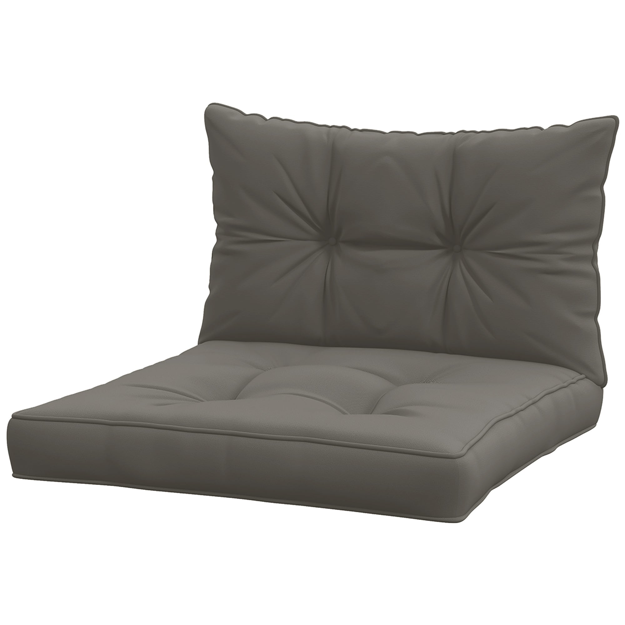 Outsunny Patio Chair Cushions Set in Charcoal Grey - 2-Piece with Thick Filling & Button Tufted Design
