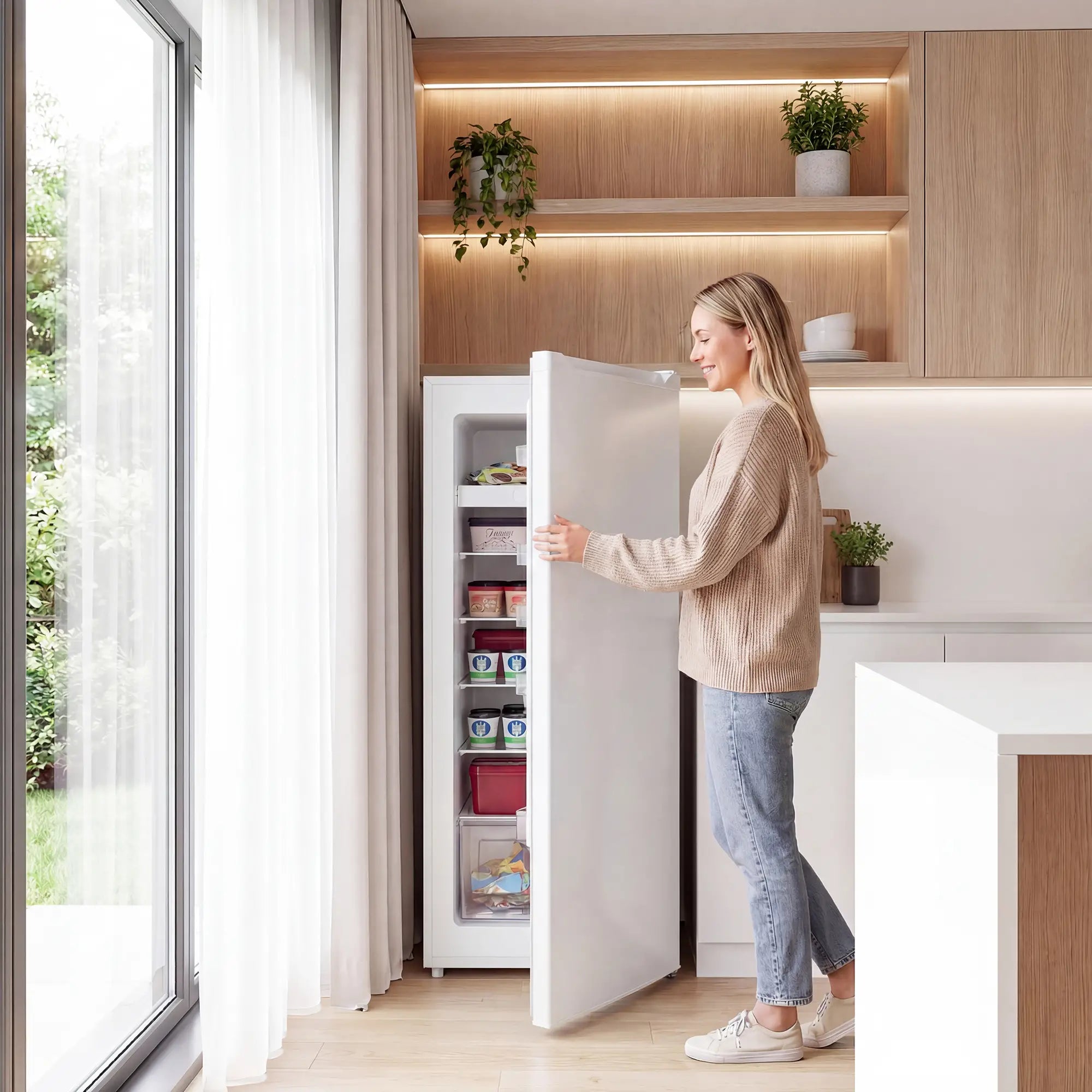 HOMCOM 7.0 Cu.Ft Upright Freezer & Refrigerator Combo, Compact Stand-Up Freezer with Adjustable Shelves & Reversible Door
