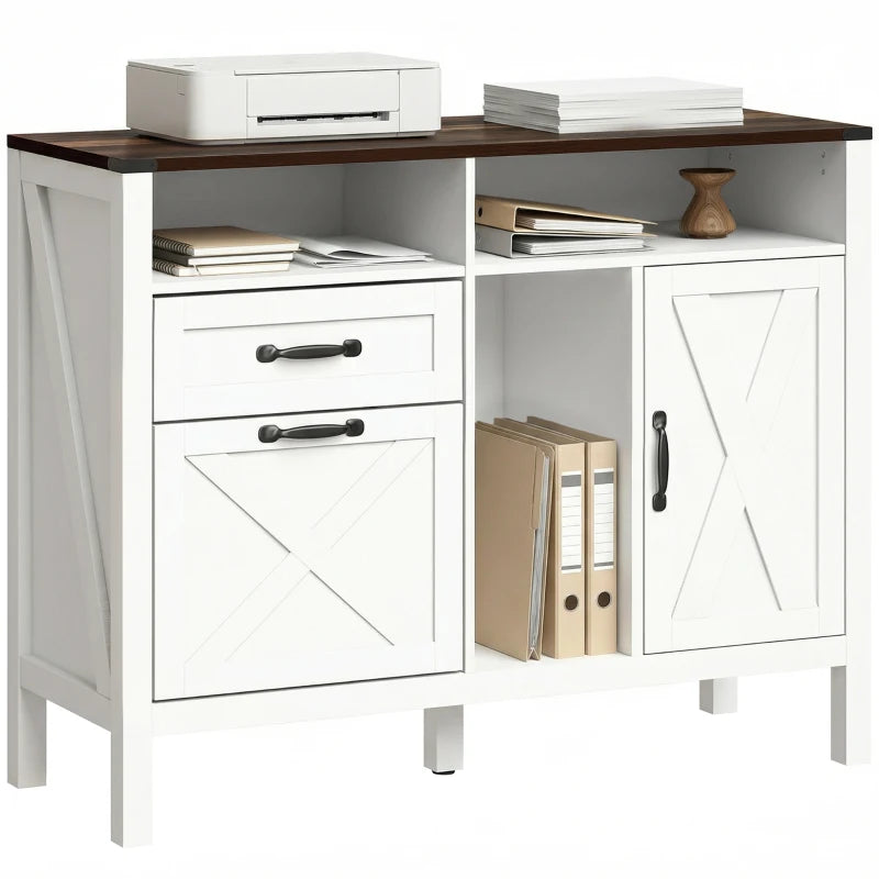 Lateral Filing Cabinet for Letter/A4 Hanging Files, File Cabinet with Open Compartments for Home Office, White