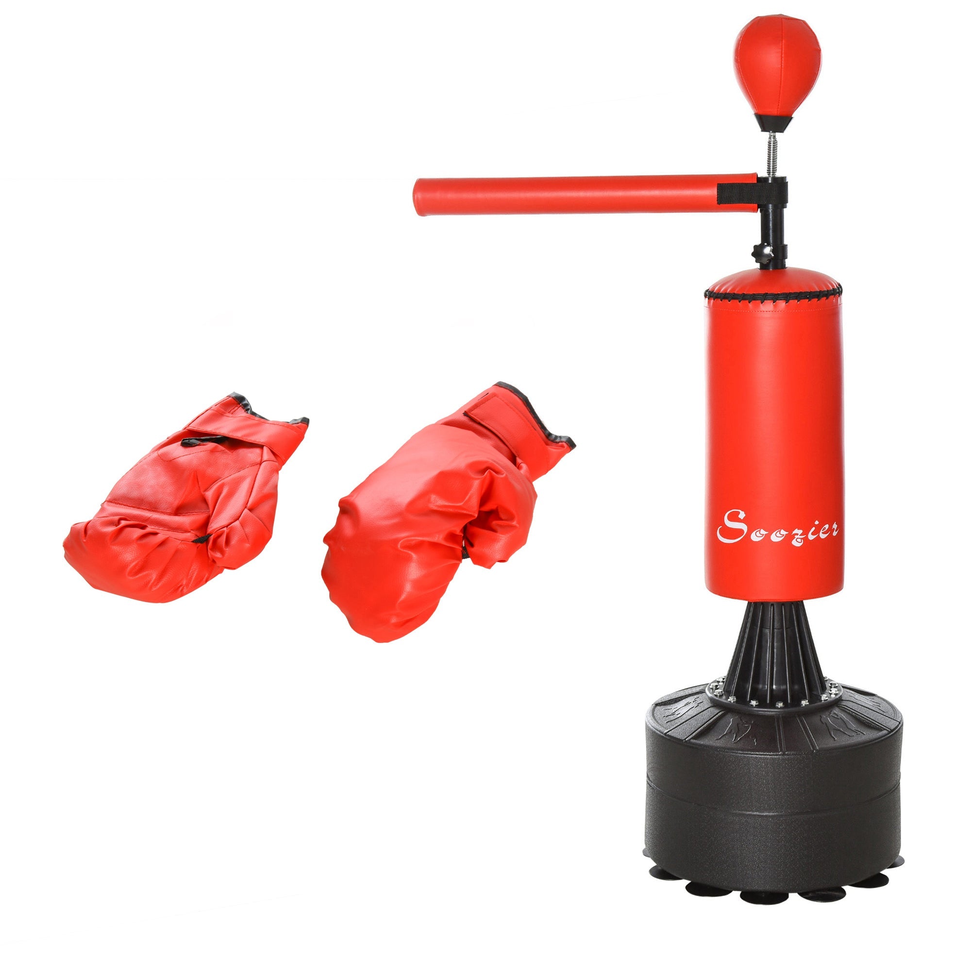 Soozier Freestanding Boxing Punch Bag Stand with Rotating Flexible Arm, Speed Ball, Waterable & Sandable Base