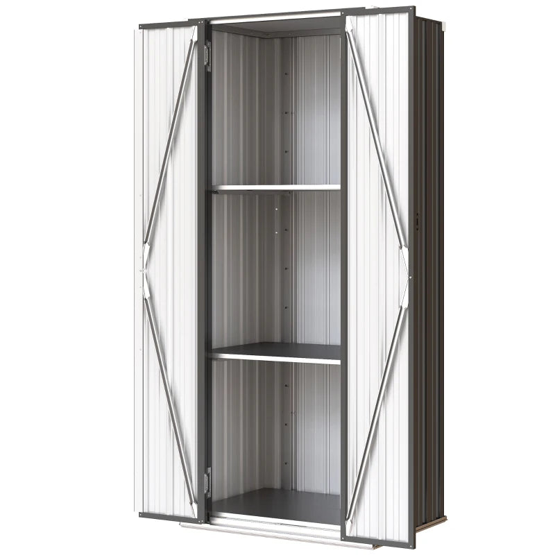 Outdoor Storage Shed with Adjustable Shelves Metal Garden Shed with Double Doors for Patio Balcony Garage