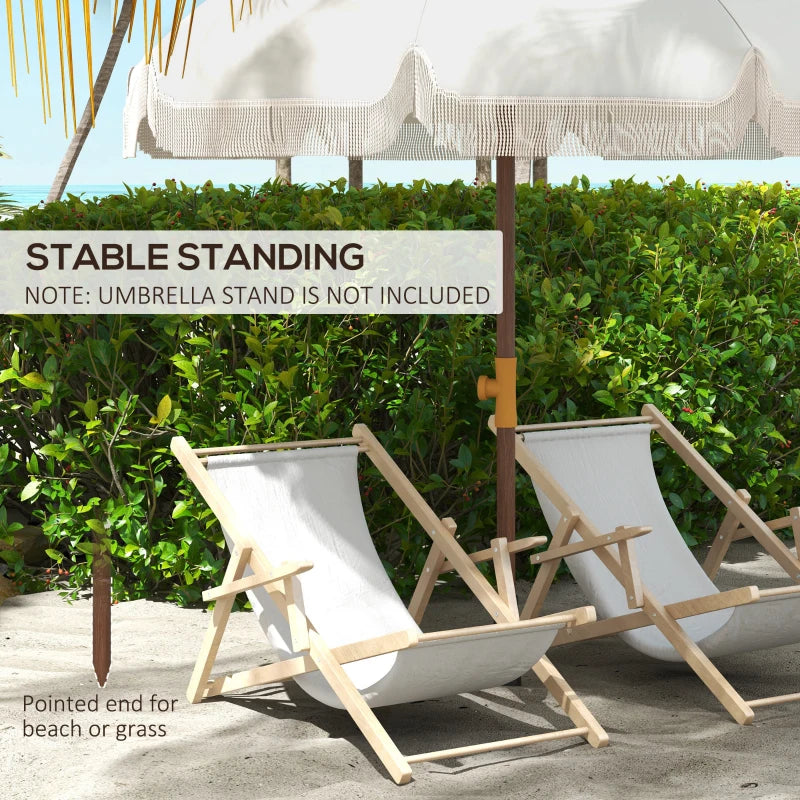 6.2' Beach Umbrella for Travel, Vent, Ruffles, Carry Bag, Portable Outdoor Umbrella for Garden, Light Grey